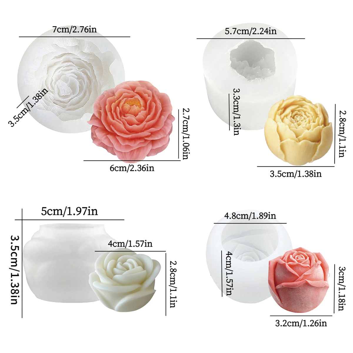 Florist Supply Bulk - 4-delige bloemenvormset - pioenroos, roos, bloemknop